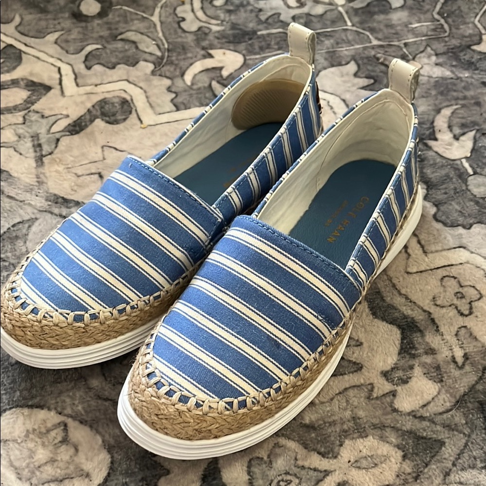Cole Haan Blue and White Espadrille Sneakers